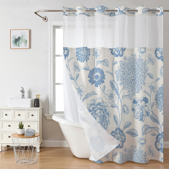 Floral Print Shower Curtain Bowlift
