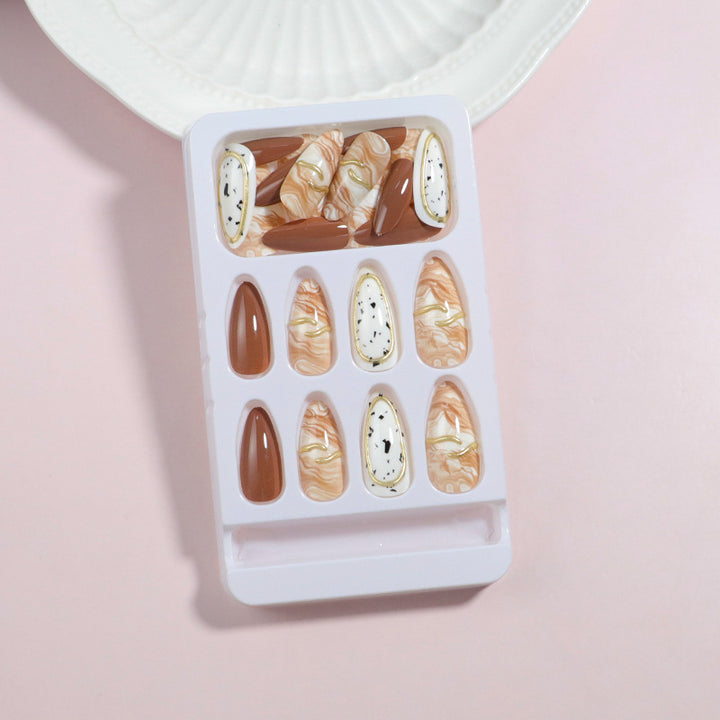 Artistic Marble Design Press-On Nail Set Bowlift