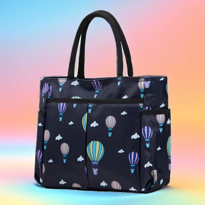 Multi-Pocket Candy Print Tote Bag Bowlift