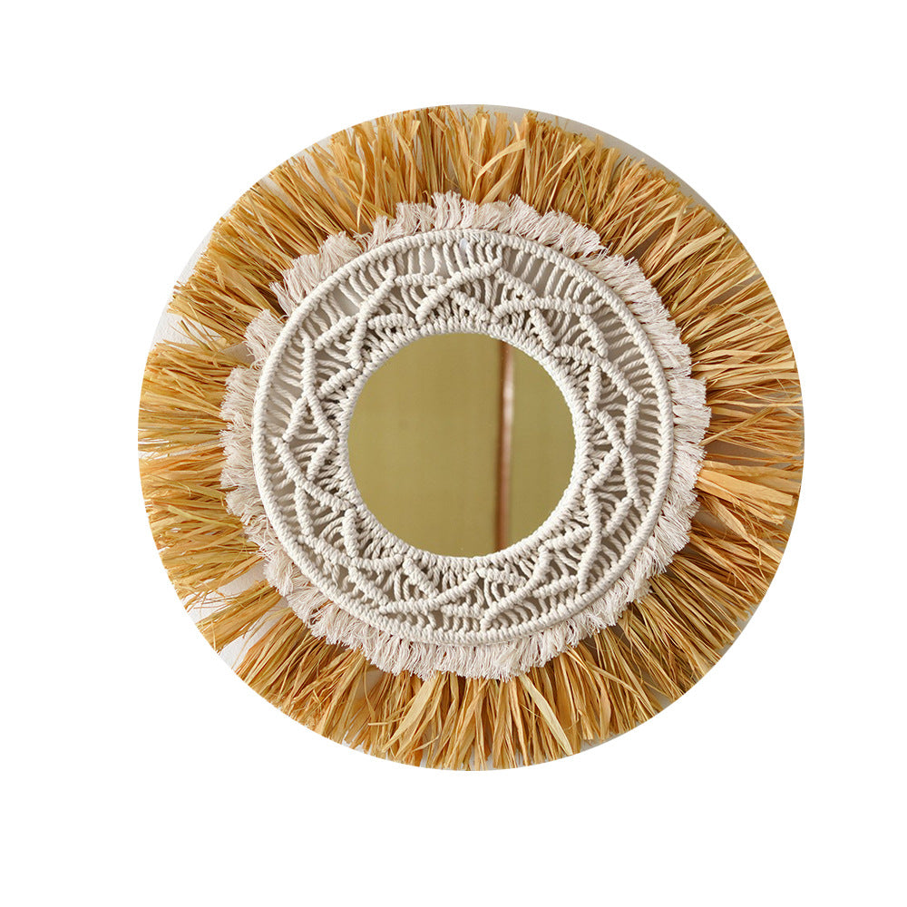 Decorative Macrame Round Wall Mirror Bowlift