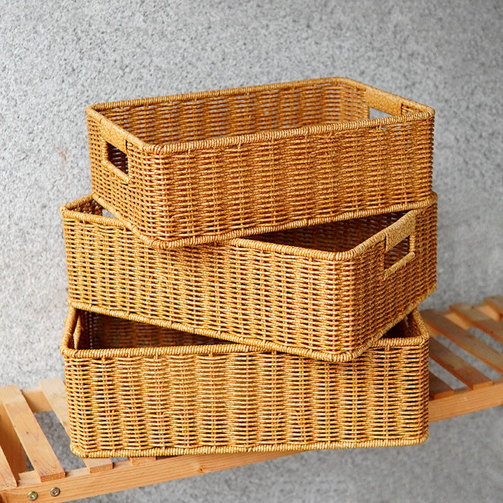 Handwoven Rectangular Storage Basket Bowlift
