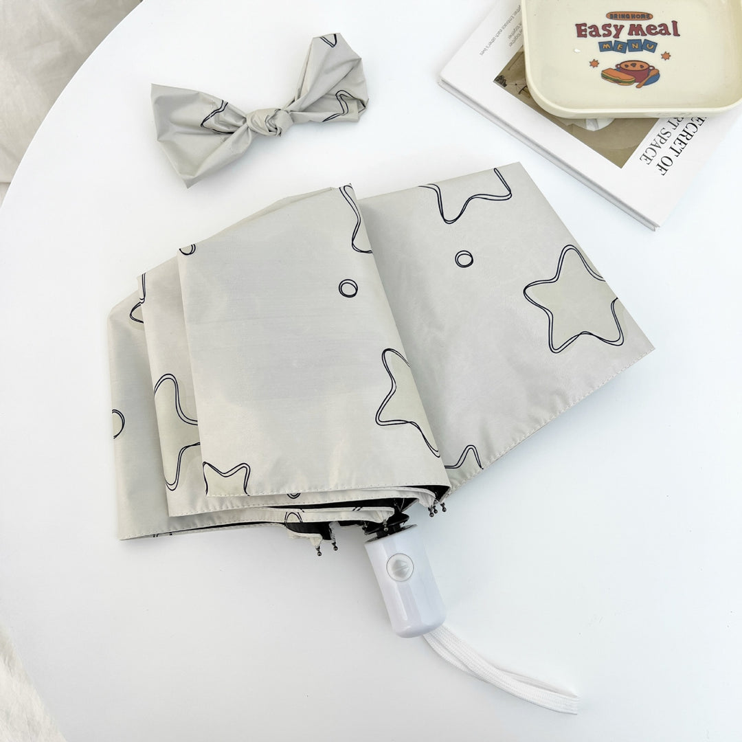 Ladies Automatic Folding Umbrella with Creative Pattern Bowlift