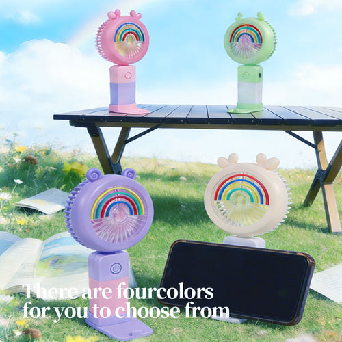 Unisex Portable Hand Fan with Colorful LED Light Effects Bowlift