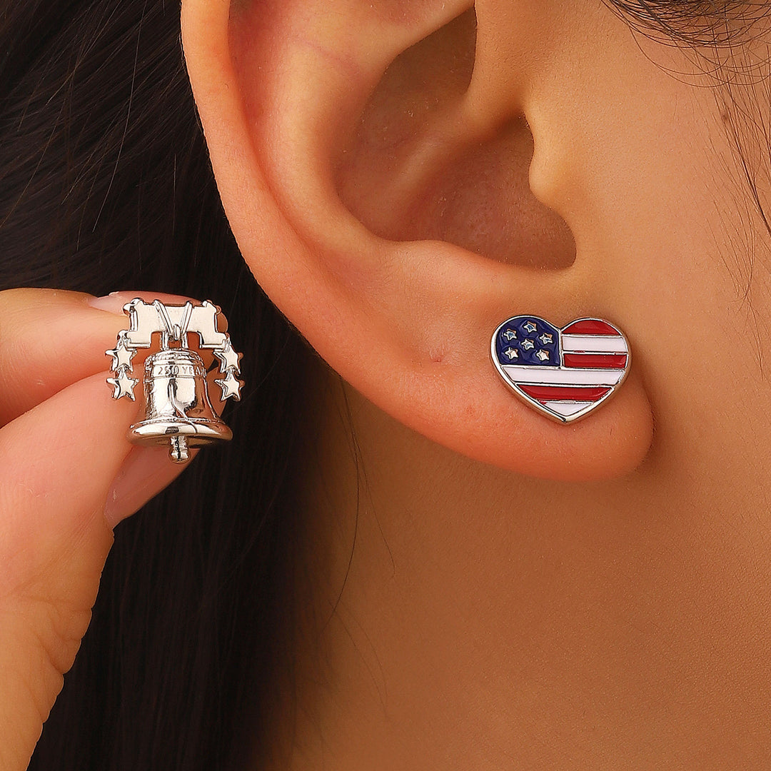 Women's nan patriotic novelty dangle hook earrings with laser-printed wooden fireworks charm Bowlift