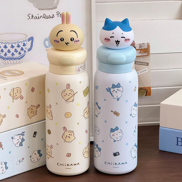 Women Stainless Steel Water Bottle with Interactive Animal Head Design Bowlift