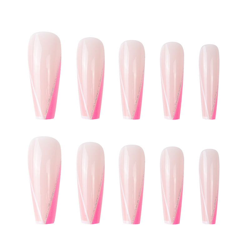 Long Stiletto Press-On Nails with Elegant French Tip Design Bowlift