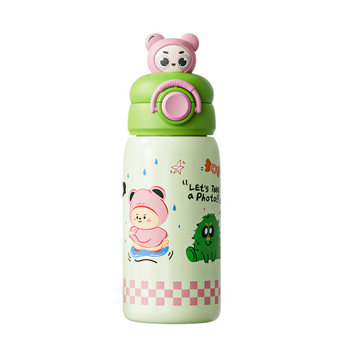 Women's insulated bottle with creative animal design and integrated carrying handle Bowlift