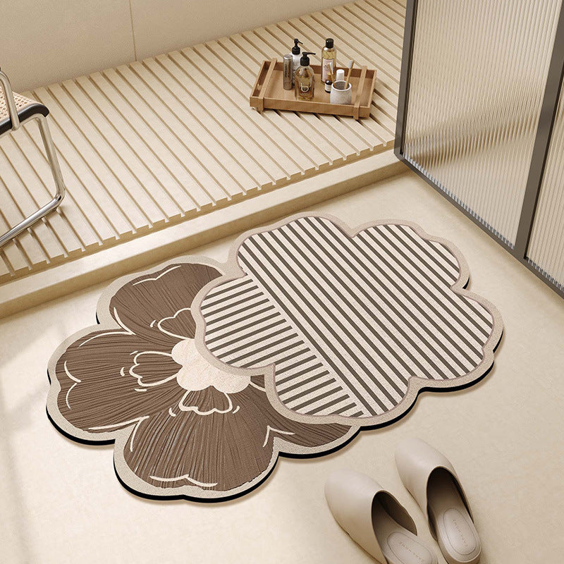 Floral-Themed Bathroom Mat