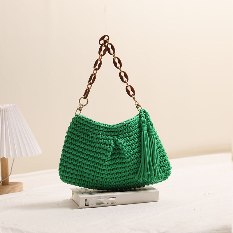 Handcrafted macrame bag with fashionable fringes Bowlift