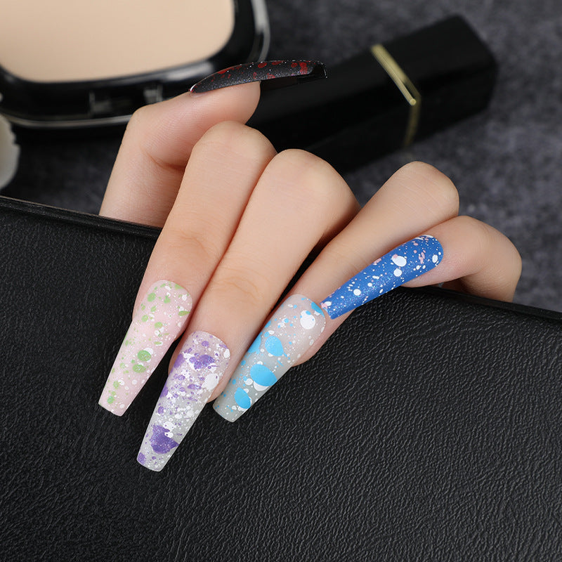 Artistic splatter design artificial nails Bowlift
