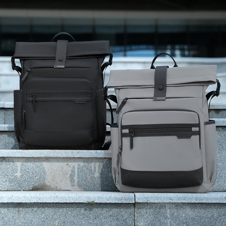 Stylish Roll-Top Travel Backpack Bowlift