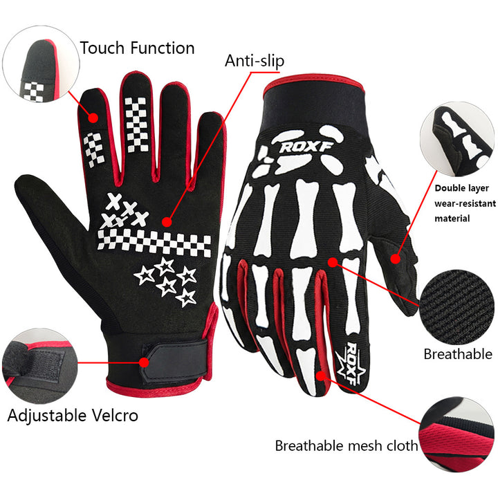 Skeleton Print Lightweight Full-Finger Cycling Gloves Bowlift