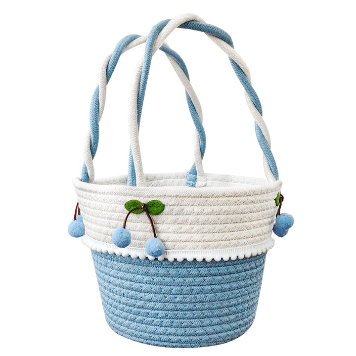 Ladies Playful Storage Basket with Pom-Pom Decoration Bowlift