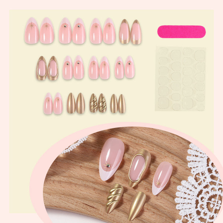Elegant artificial nail set with golden accents Bowlift