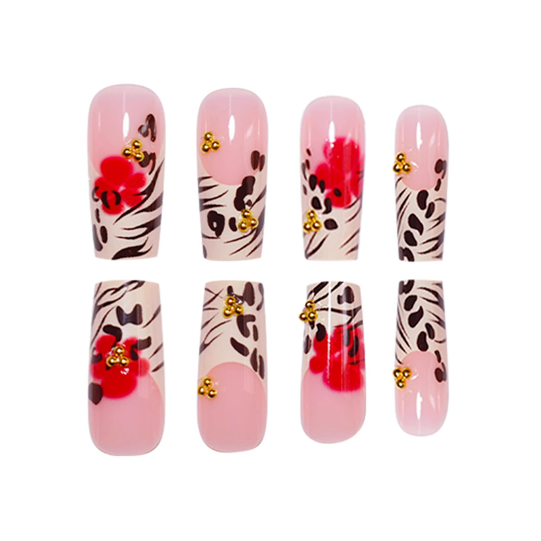 Artistic Floral Press-On Nail Art Bowlift