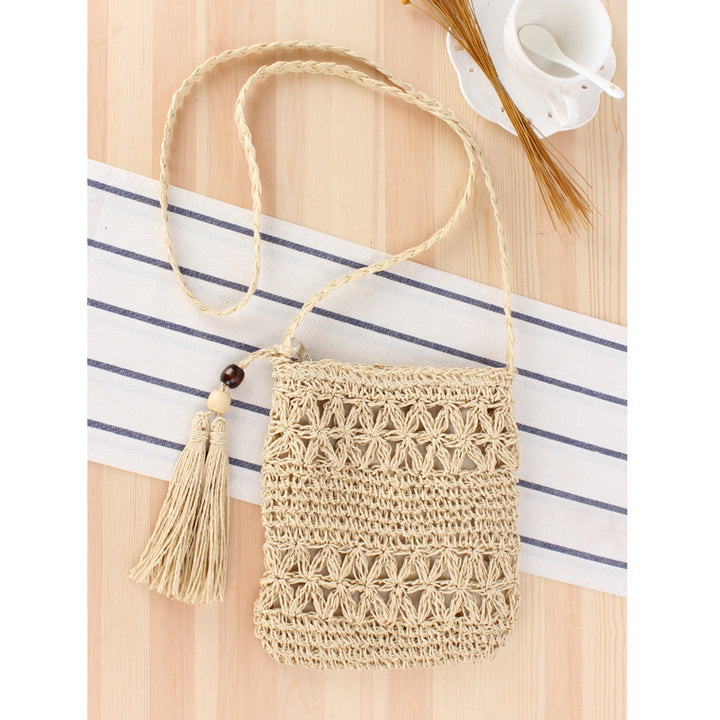 Macrame Crossbody Bag with Playful Tassel Detail Bowlift