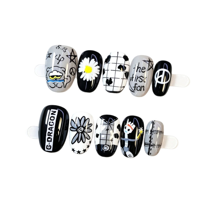 Artistic Press-On Nail Set Bowlift
