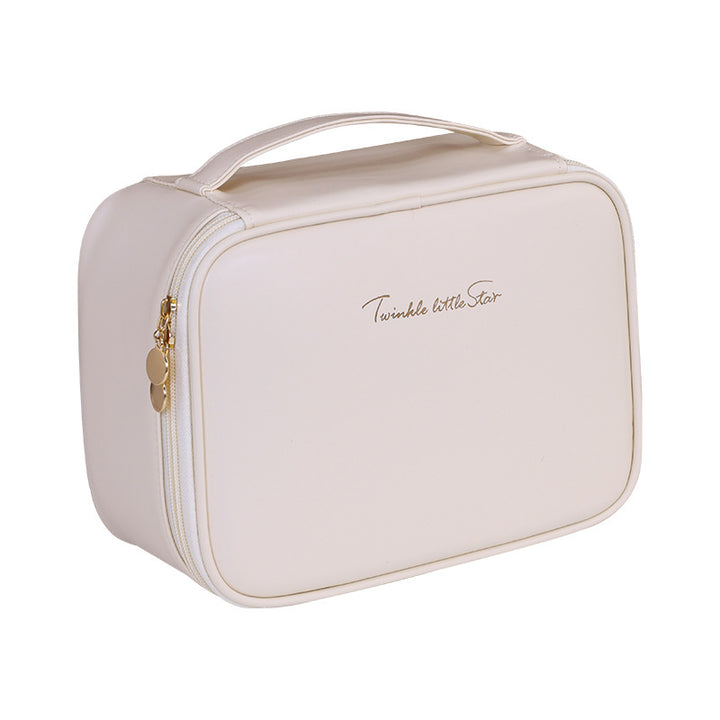 Cosmetic Organizer with Transparent Viewing Window and Practical Compartment System Bowlift