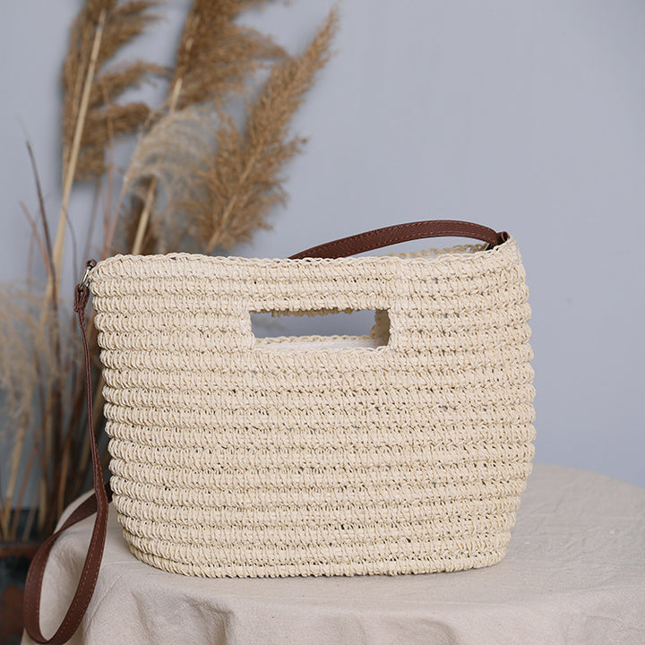 Handbag made of natural cotton with leather handle Bowlift