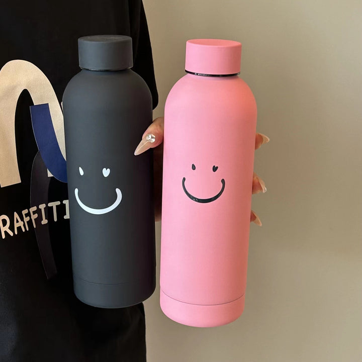 Unisex double-walled stainless steel water bottle with matte powder coating, non-slip surface and leak-proof screw cap Bowlift
