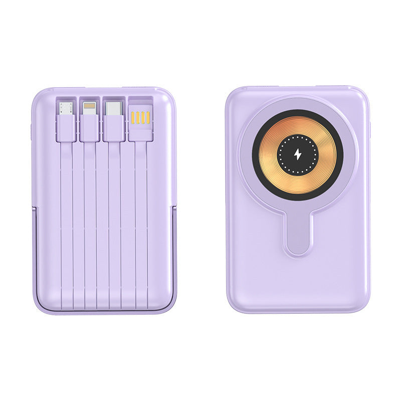 Portable power bank with integrated cable charging system and fast wireless charging Bowlift