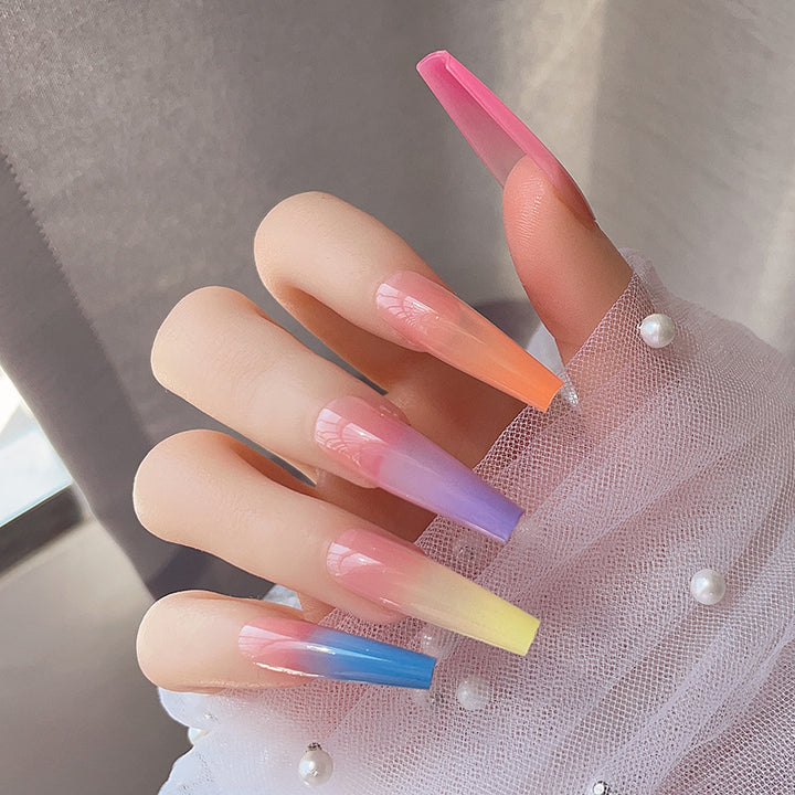 Gradient Ombre Long Press-On Nails Bowlift
