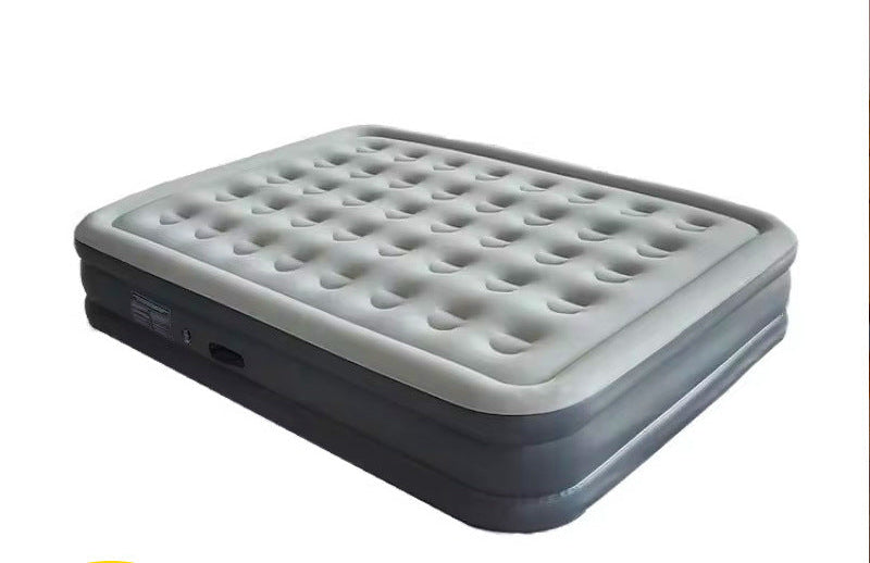 electric inflatable single air mattress with integrated auto pump, flocked tufted sleeping surface and raised edge support Bowlift