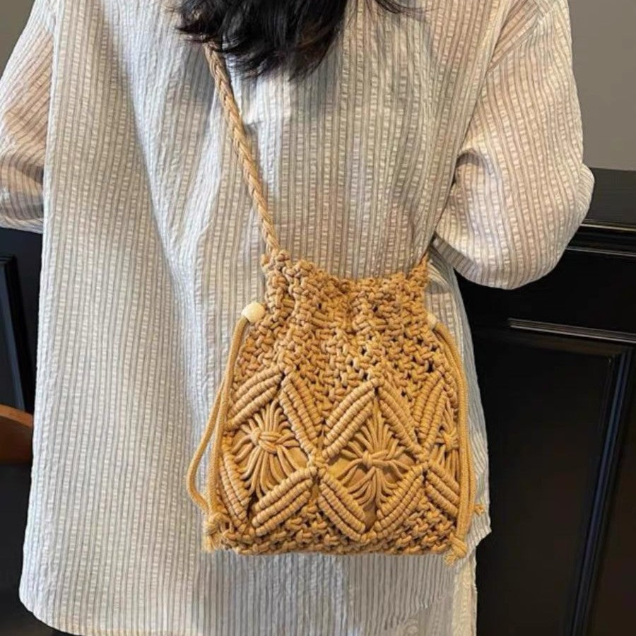 Macrame Crossbody Bag with Detail-Loving Pattern Bowlift