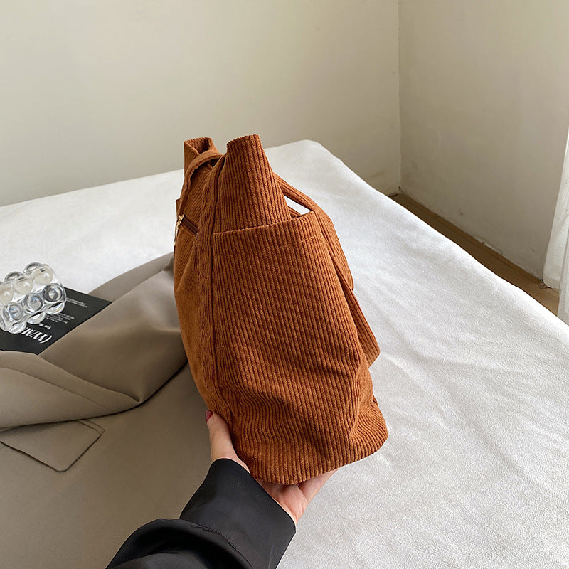 Textured Corduroy Tote Bag