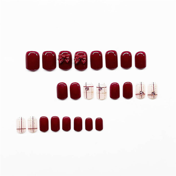 Decorative Press-On Nail Art Set with 3D Bow Accents Bowlift