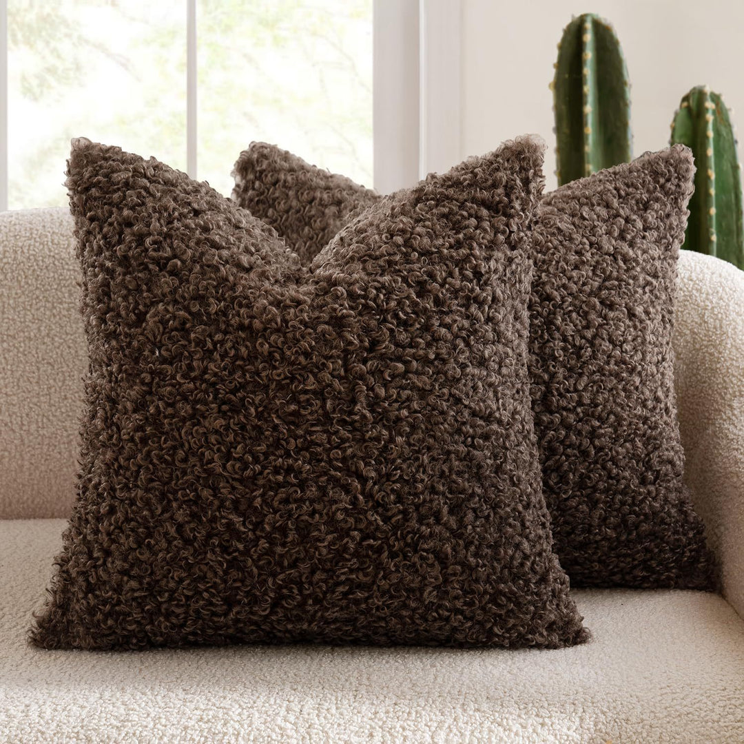 Luxury Curly Faux Shearling Decorative Throw Pillow Cover Bowlift