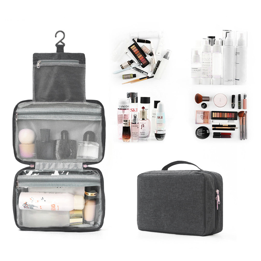 Travel toiletry bag with hooks and multiple compartments Bowlift