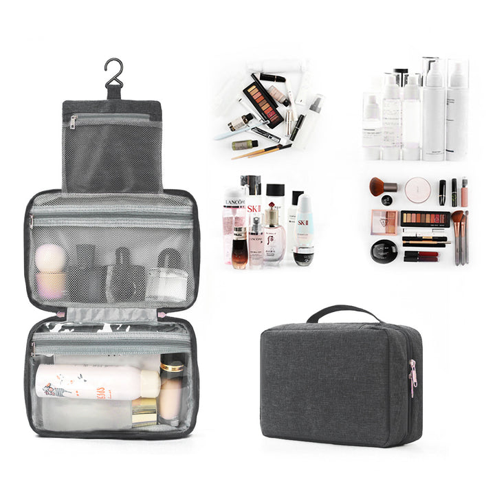 Travel toiletry bag with hooks and multiple compartments Bowlift