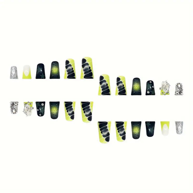 Creative Star-Embellished Press-On Nail Art Bowlift