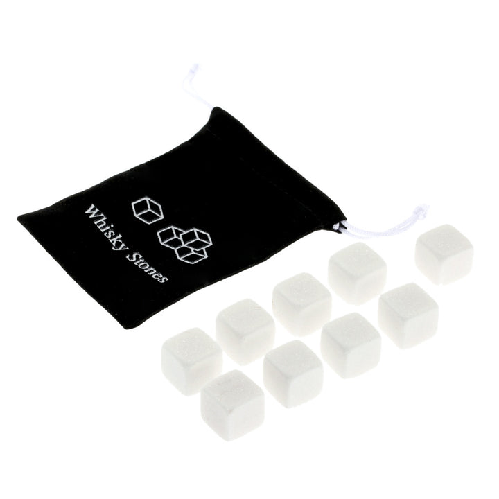 Reusable Whiskey Chilling Stone Cubes with Velvet Drawstring Pouch Bowlift