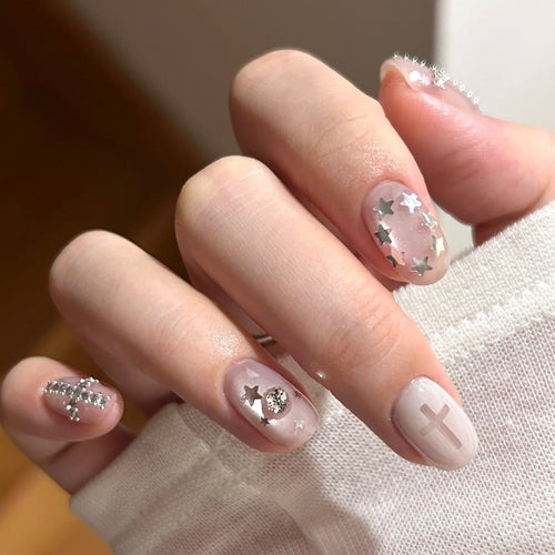 Artistic Glitter-Accent Press-On Nail Set Bowlift