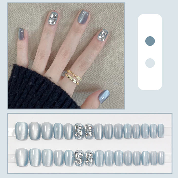 Premium Glossy Press-On Nail Set with Decorative Accents Bowlift