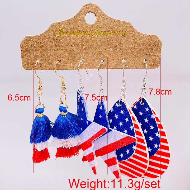 Women’s American-inspired earring set made of lightweight wood and acrylic with drop and letter charms Bowlift