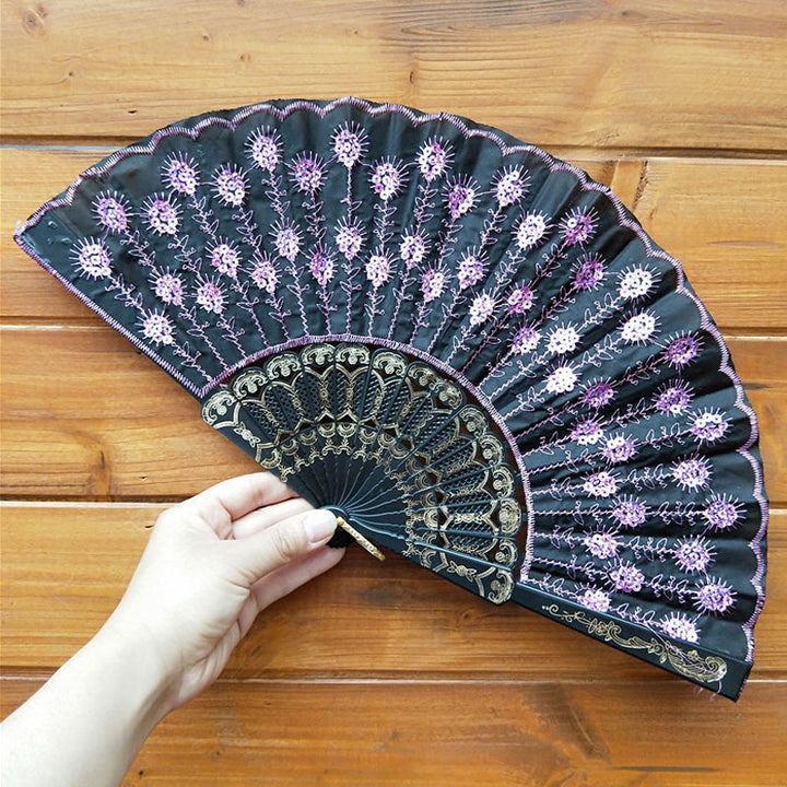 Women's high-quality lace fan with artistic floral motifs Bowlift
