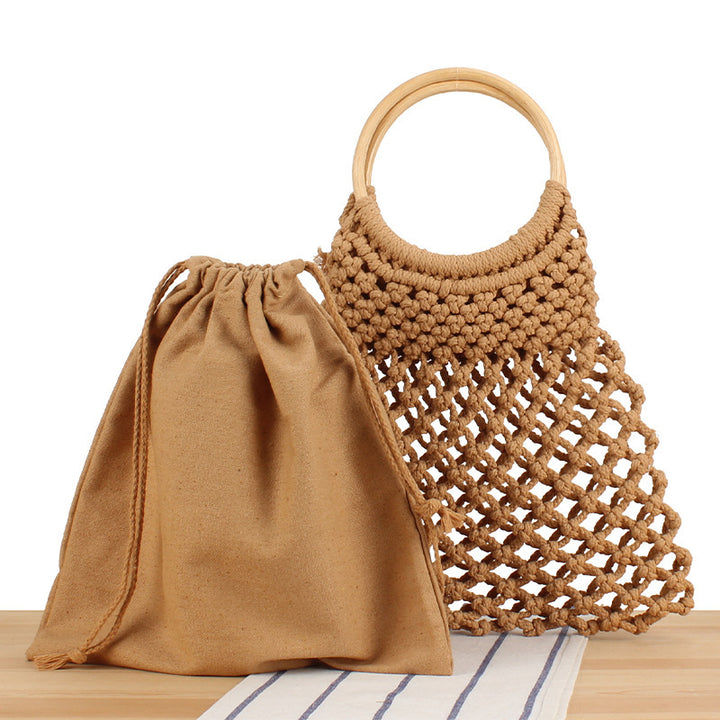 Fashionable macrame handbag with inner pocket Bowlift