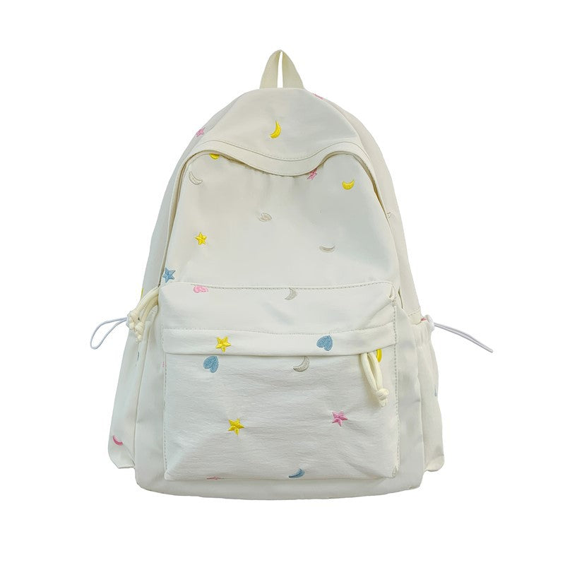Embroidered Star and Moon Pattern Backpack Bowlift