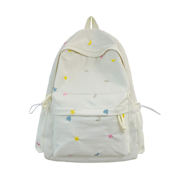 Embroidered Star and Moon Pattern Backpack Bowlift