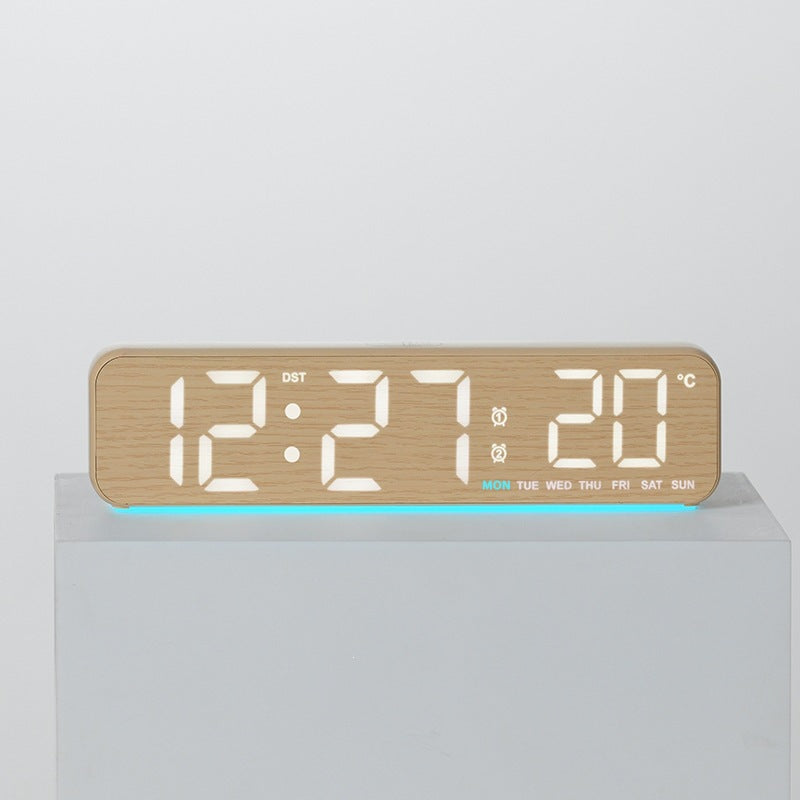 Digital Wood LED Alarm Clock with Temperature and Calendar Function Bowlift