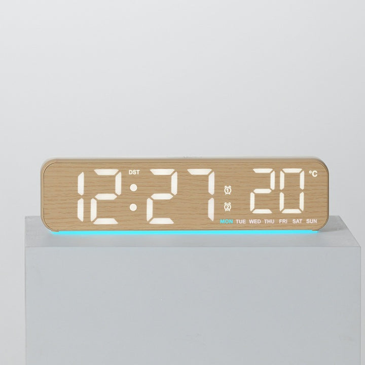 Digital Wood LED Alarm Clock with Temperature and Calendar Function Bowlift
