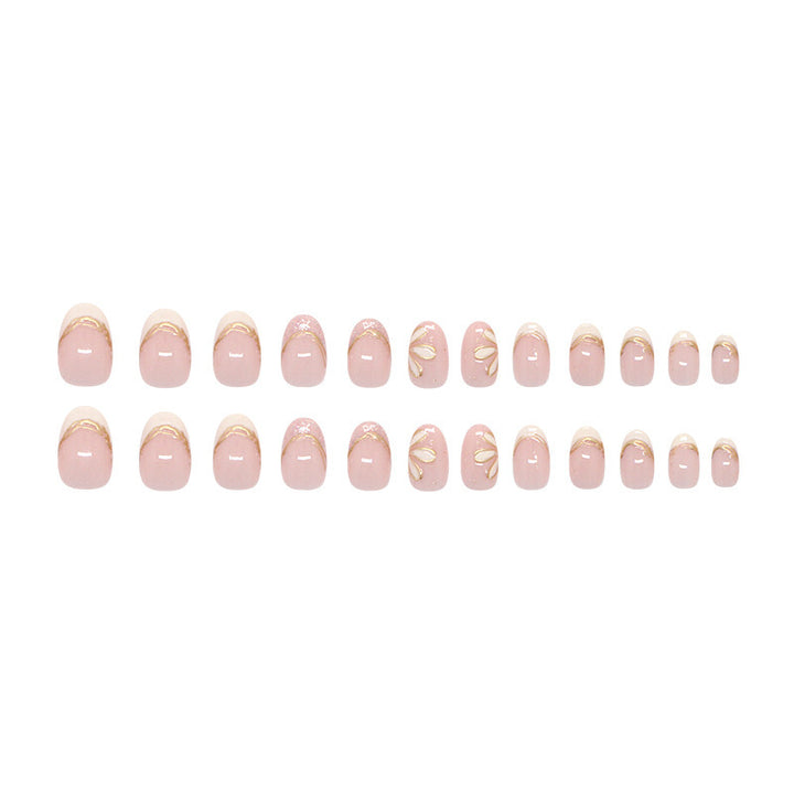 Decorative Floral French Tip Press-On Nails Bowlift