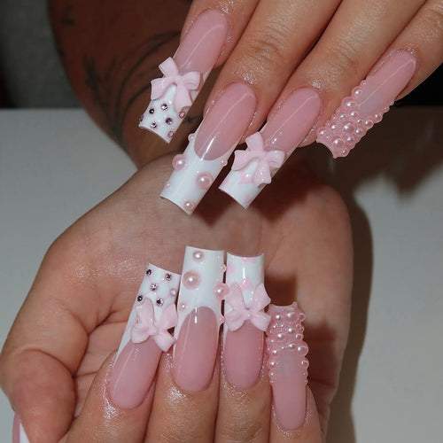 Decorative Floral Press-On Nail Design Set Bowlift