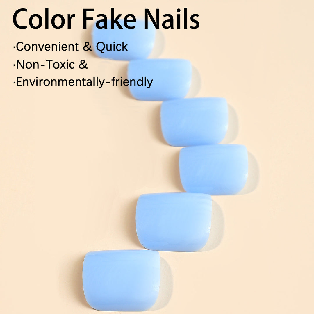 Artificial nail set with delicate blue and caring accessories Bowlift