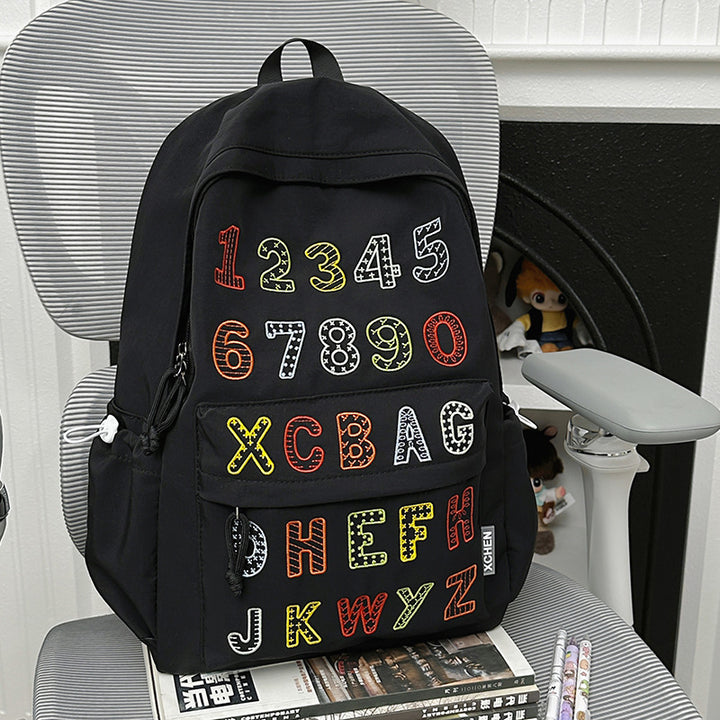 Playful Alphabet Embroidered Backpack