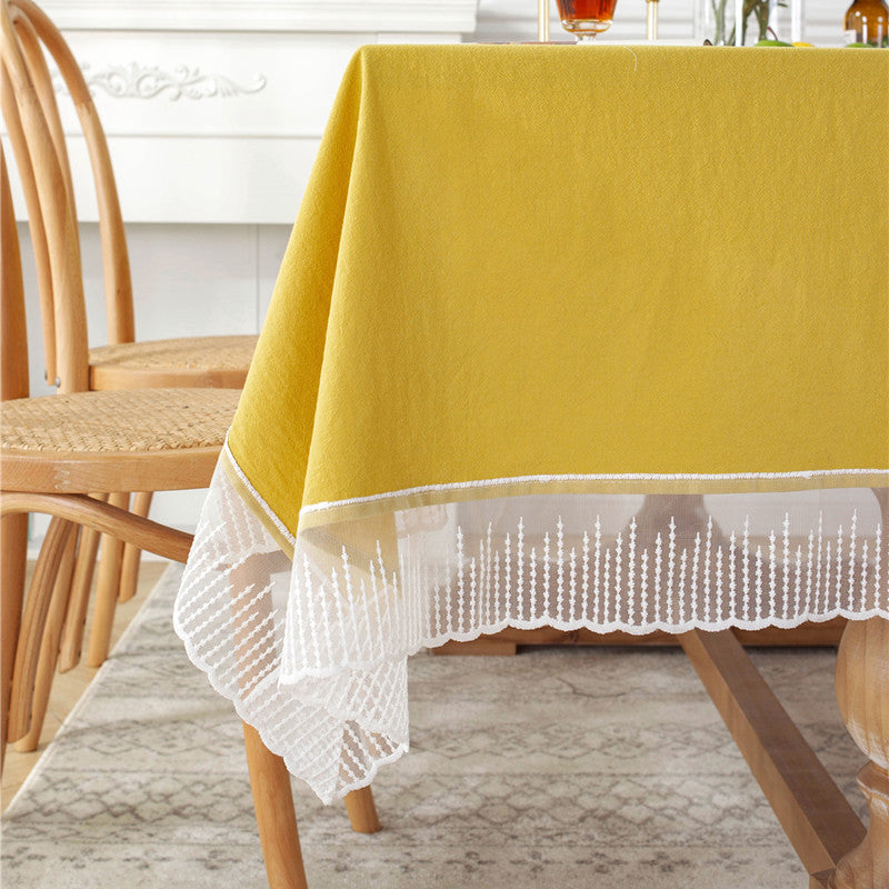 Elegant Lace Trimmed Table Cover