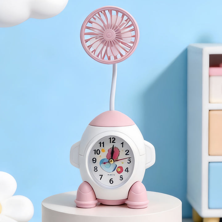 Ladies multifunctional table clock with integrated fan Bowlift